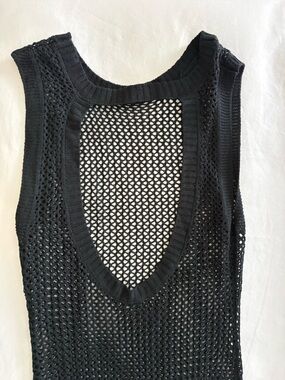 Black Open-Weave Knit Tank Top